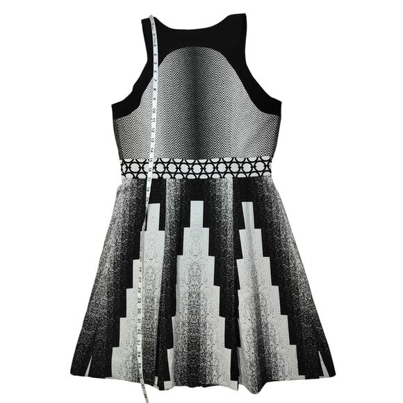 Alberto Makali Women's Black white Sleeveless Textured Fit & Flare Dress Size 10 - Picture 8 of 12